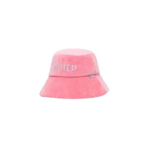 Juicy Couture Sammet Fiskarhatt med Strass Logo Pink, Dam