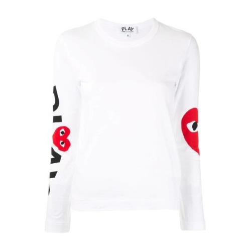 Comme des Garçons Play Vit Grafisk Långärmad T-Shirt White, Dam