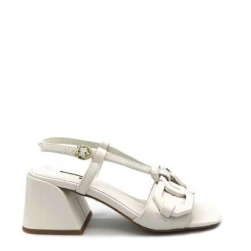 Jeannot Lädersandal med Justerbar Rem Beige, Dam