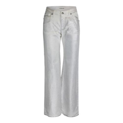P.a.r.o.s.h. Metallic Finish Wide Trousers Gray, Dam