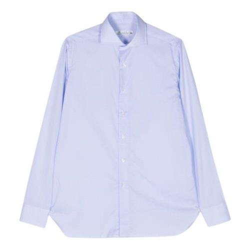 Borrelli Rutig Bomullsskjorta Tillverkad i Italien Blue, Herr