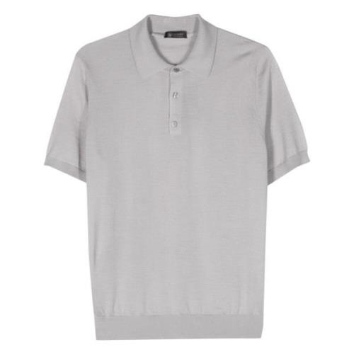 Colombo Lyxig Cashmere Silk Polo Shirt Gray, Herr