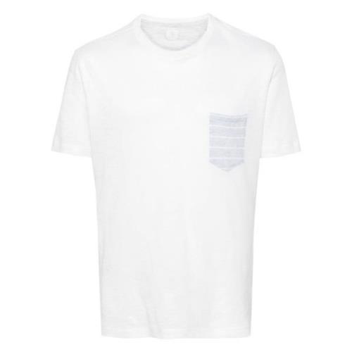 Eleventy Linne Bröstficka T-shirt White, Herr