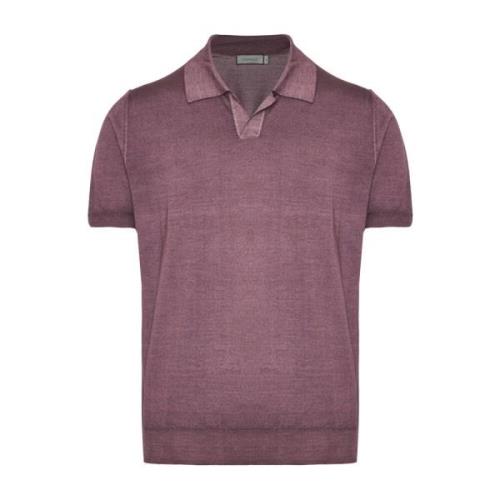 Canali Lyxig Ull Silk Polo Skjorta Purple, Herr