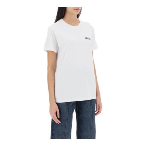 Isabel Marant Broderad Crew-Neck T-shirt White, Dam