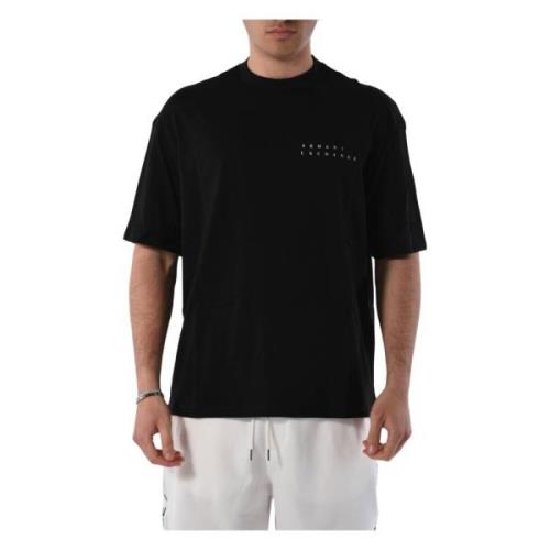 Armani Exchange Bomull T-shirt med bröstlogo Black, Herr