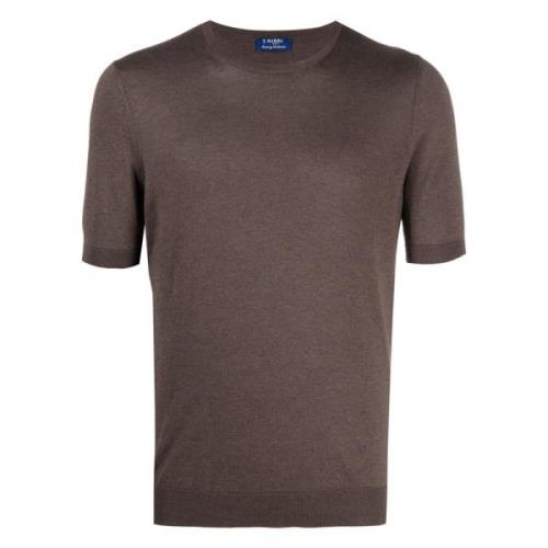 Barba Lyxig Silk T-shirt Made in Italy Brown, Herr