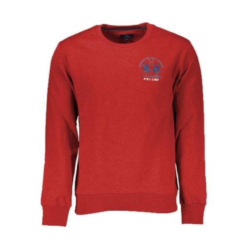 La Martina Bomull Crewneck Sweatshirt med Broderi Red, Herr