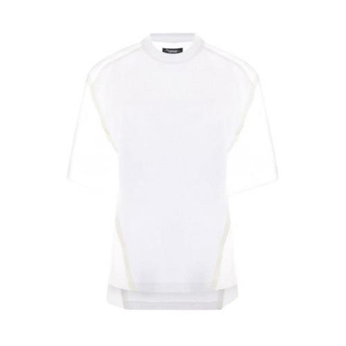 Undercover Vit T-shirt med Chiffoninsatser White, Dam