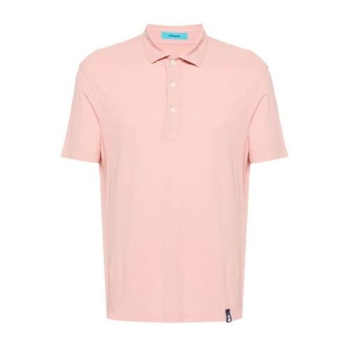 Drumohr Peach Pink Polo Shirt Pink, Herr