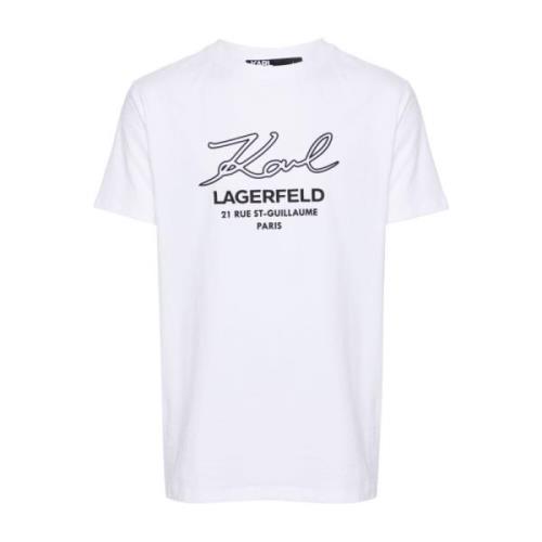 Karl Lagerfeld Logo Appliqué Crew Neck T-shirt White, Herr