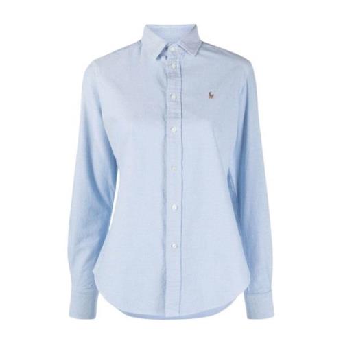 Ralph Lauren Klassiska Button Front Långärmade Skjortor Blue, Dam