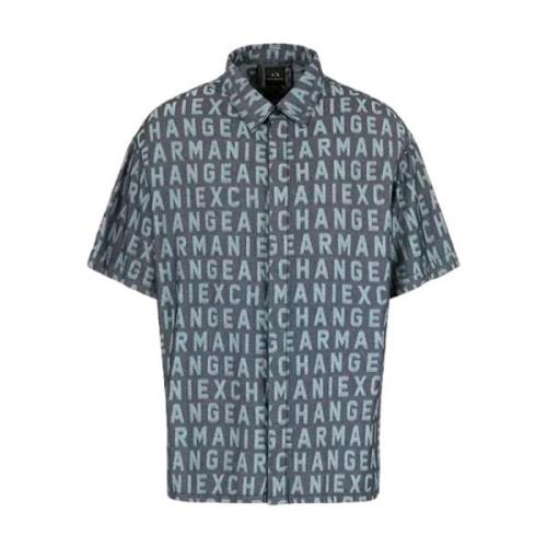 Armani Exchange Logo Print Regular Fit Skjorta Multicolor, Herr