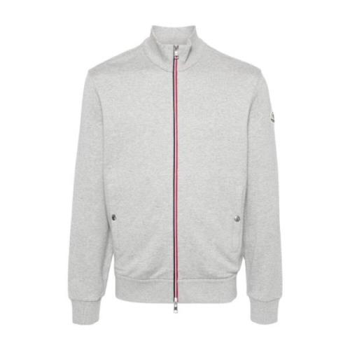 Moncler Tricolor Trim Zip-Up Sweatshirt Gray, Herr