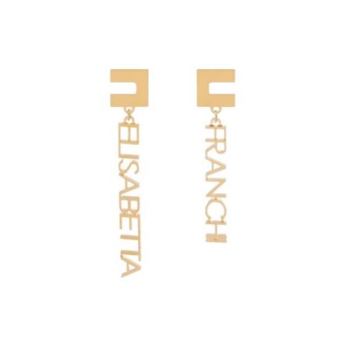 Elisabetta Franchi Logo Lettering Metallörhängen med fjärilslåsning Ye...