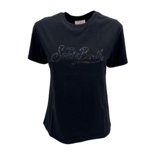 MC2 Saint Barth Svart T-shirt med strassdetalj Black, Dam