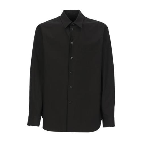 Yohji Yamamoto Svart Bomullsskjorta med Krage Black, Herr