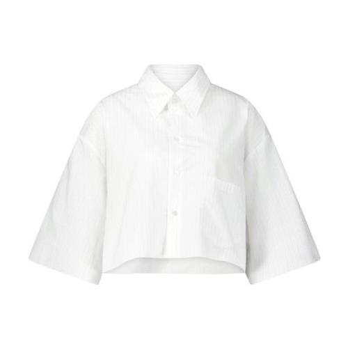 Maison Margiela Kort Bomullsskjorta med Moderna Detaljer White, Dam