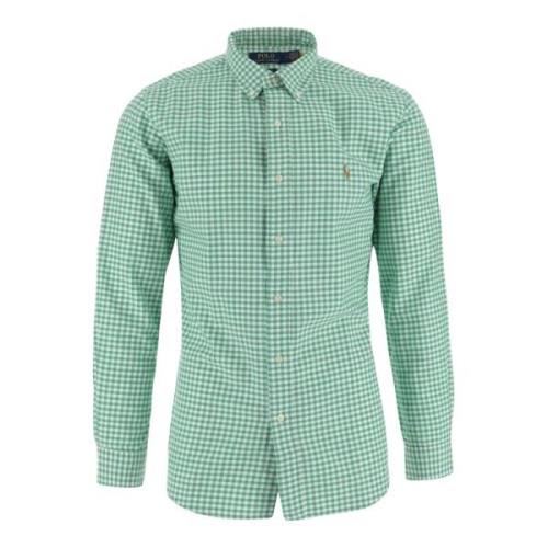 Polo Ralph Lauren Rutig Bomullsskjorta med Logobroderi Green, Herr