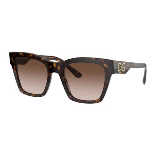 Dolce & Gabbana Print Family Solglasögon Mörk Havana/Brun Brown, Dam