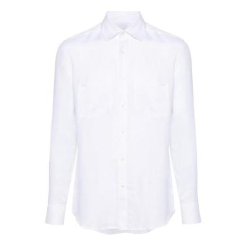 Low Brand Vit Linneskjorta med Insatsdesign White, Herr