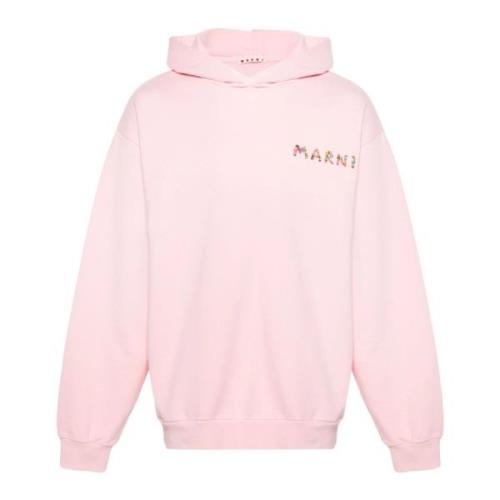 Marni Rosa Blommig Hoodie Bomull Jersey Pink, Herr