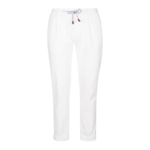 Eleventy Jogger Byxor Komfort Bomull Mocka White, Herr