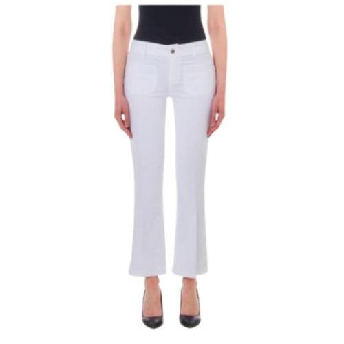 Liu Jo Crop Flare Jeans med Broderade Detaljer White, Dam