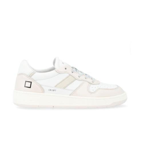 D.a.t.e. Vit och rosa lädersneaker Court 2.0 White, Dam