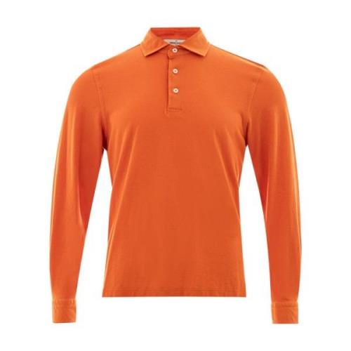Gran Sasso Långärmad Pique Polo Skjorta Orange, Herr