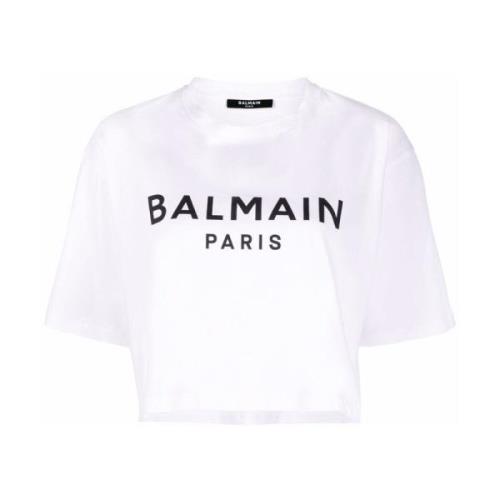 Balmain Vit Crop T-shirt White, Dam