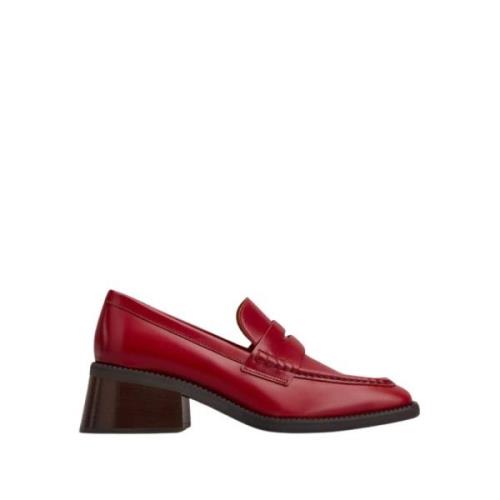 Tod's Röd läderloafer med klack Red, Dam