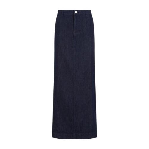 Theory Indigo Blue Cotton Pencil Midi Skirt Blue, Dam