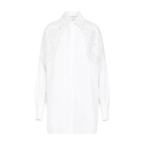 Ermanno Scervino Vit Bomullsskjorta med Macramé Spets White, Dam