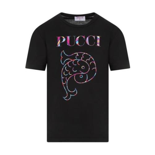 Emilio Pucci Svart Bomull Logo T-shirt Black, Dam