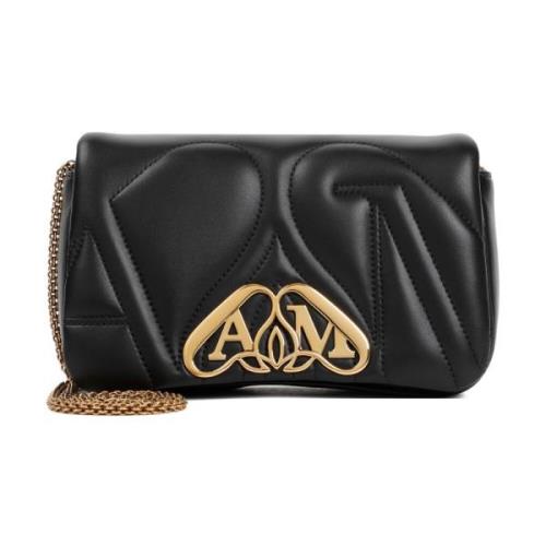 Alexander McQueen Svart Nappa Läder Mini Seal Handväska Black, Dam