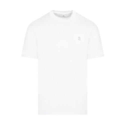 Brunello Cucinelli Vit Bomull T-shirt Grundläggande Design White, Herr
