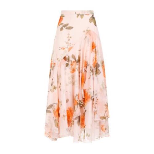 Erdem Silkeskjol Rosa Volangkant Multicolor, Dam