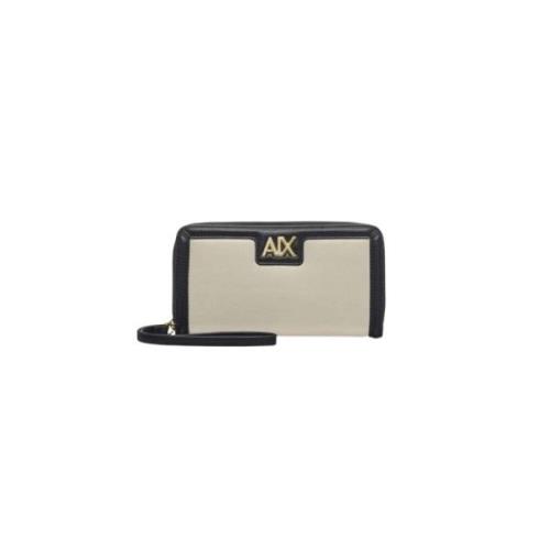 Armani Exchange Stor plånbok med stiligt design Beige, Dam
