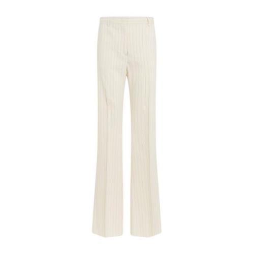 Sportmax Beige Ramie Wide Leg Trousers Beige, Dam