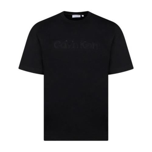 Calvin Klein Svart Logotyp T-shirt Crew Neck Korta ärmar Black, Herr