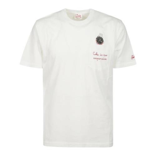 MC2 Saint Barth Vit Bomull T-shirt med Röd Brodyr White, Herr