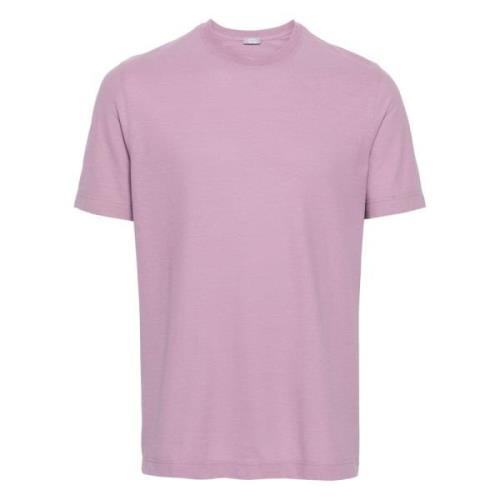 Zanone Bomullst-shirt med 3 knappar Pink, Herr