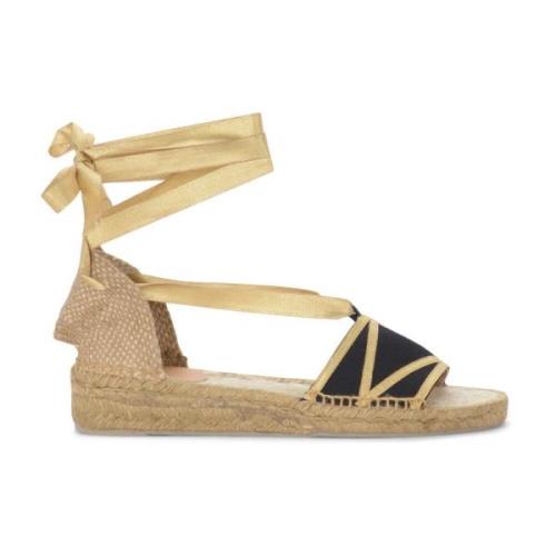 Castañer Svarta Siena Espadrillos med Gyllene Detaljer Black, Dam