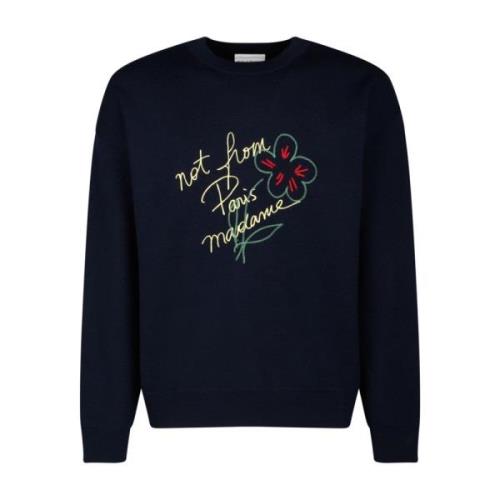 Drole de Monsieur Navy Sweatshirt Slogan Print French Terry Blue, Herr