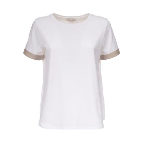 Le Tricot Perugia Bomull Kortärmad T-shirt White, Dam
