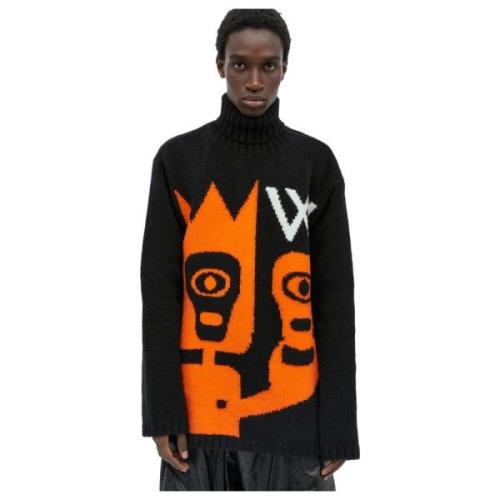 Walter Van Beirendonck Skull Knit Oversized Sweater Multicolor, Herr