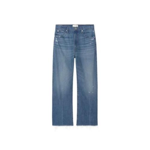 Frame Avslappnad Straight Jeans Blue, Dam