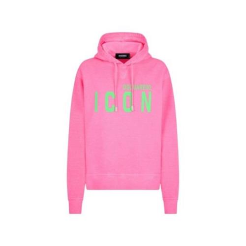 Dsquared2 Neon Grön Hoodie Ikonisk Cool Fit Pink, Dam