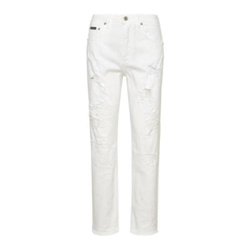 Dolce & Gabbana Stiliga vita bomulls Boyfriend jeans White, Dam